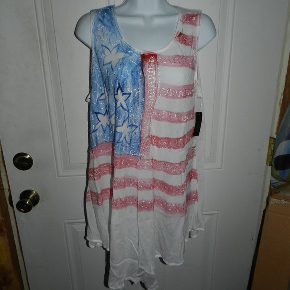 NEW Ana & Rose Women's Stars & Stripes USA FLAG Printed Tank Top NWT! - Picture 3 of 14